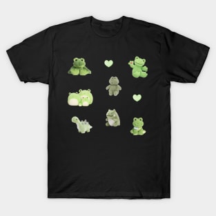 green frog and dinosaur stuffed animal sticker pack T-Shirt